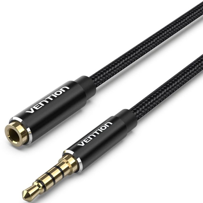 Vention Cable de Audio BHCBH Jack 3.5mm TRRS Macho a Hembra, 2m, Negro